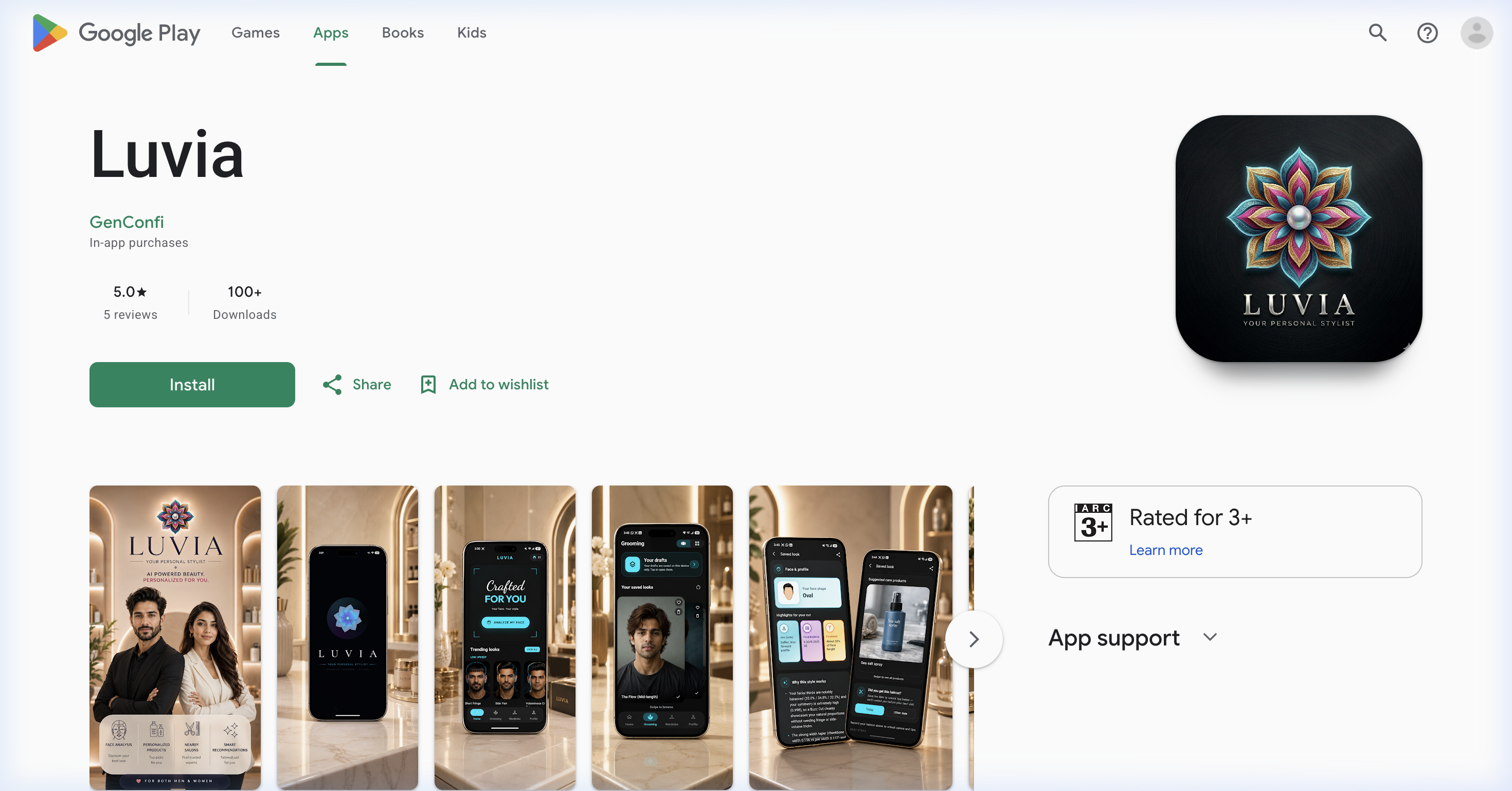 Luvia AI — Personal Stylist production screenshot